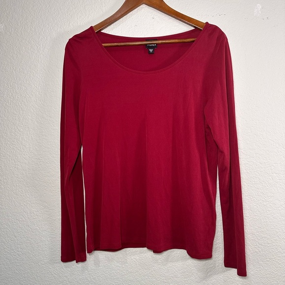 Eileen Fisher Silk  Rich Red Long Sleeve Top Women's Medium - Picture 1 of 6